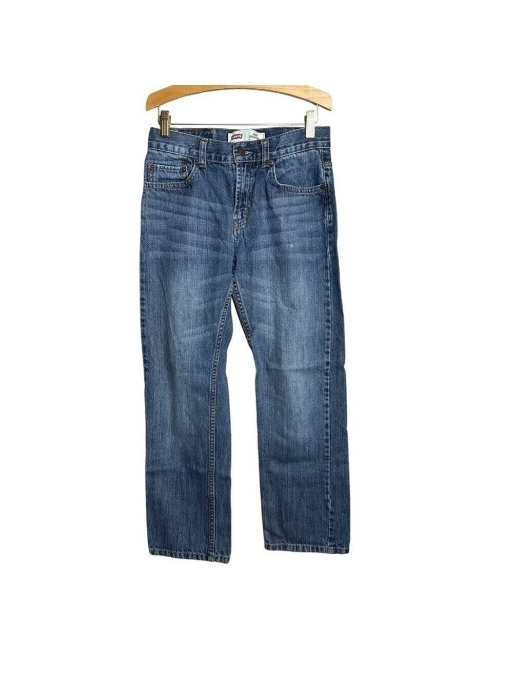 Levi’s 505 Straight Leg Medium Wash Blue Denim Jeans Boys Size 14Reg W27 L27